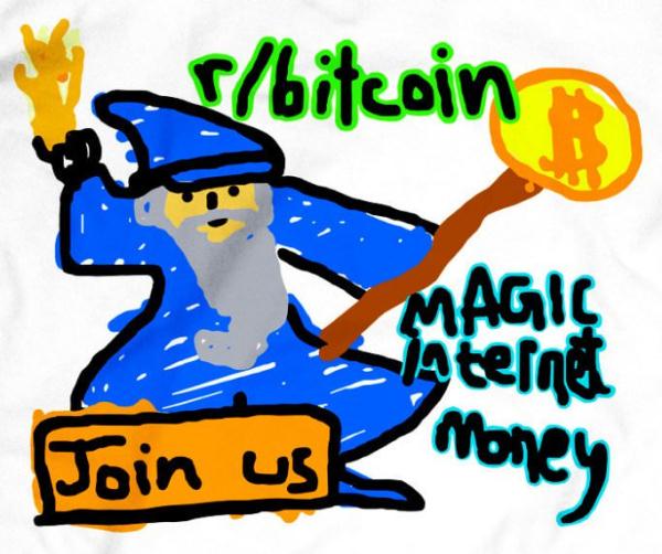 Der originale blaue Bitcoin-Zauberer
