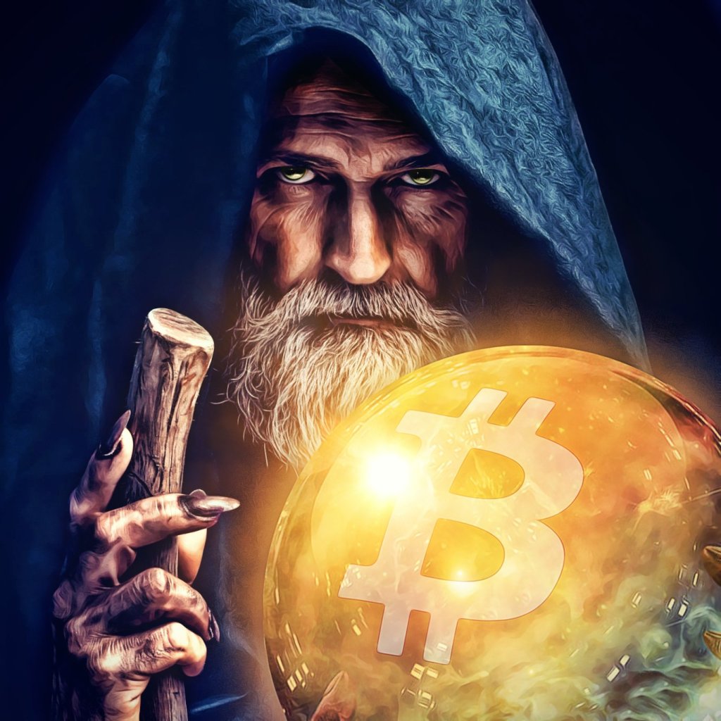 Bitcoin-Zauberermalerei von WorldOfRusty